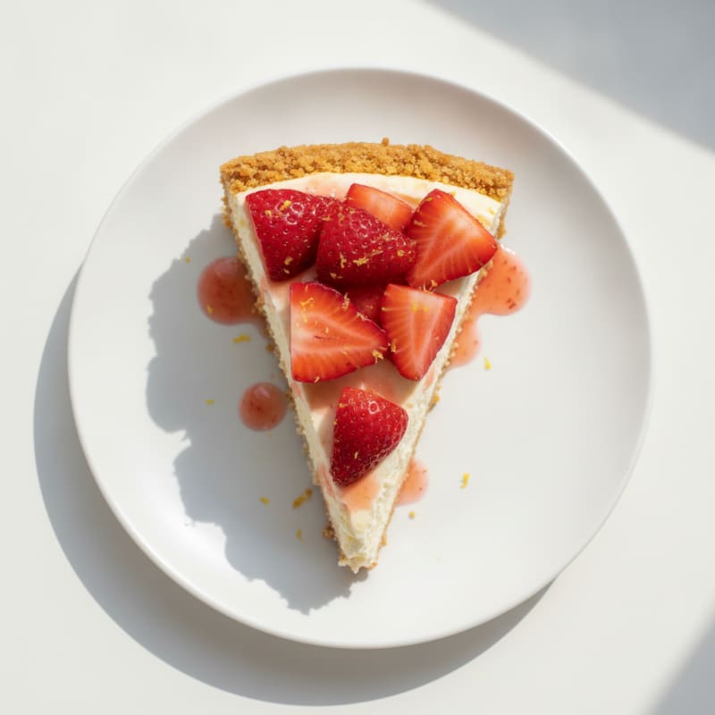 Greek Yogurt Protein Cheesecake with Fresh Strawberries