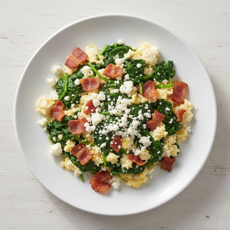 Egg White and Spinach Scramble with Turkey Bacon