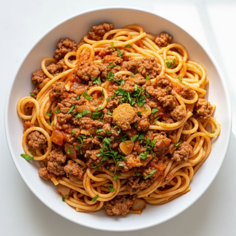 Lean Beef Spaghetti with Tomato Basil Sauce