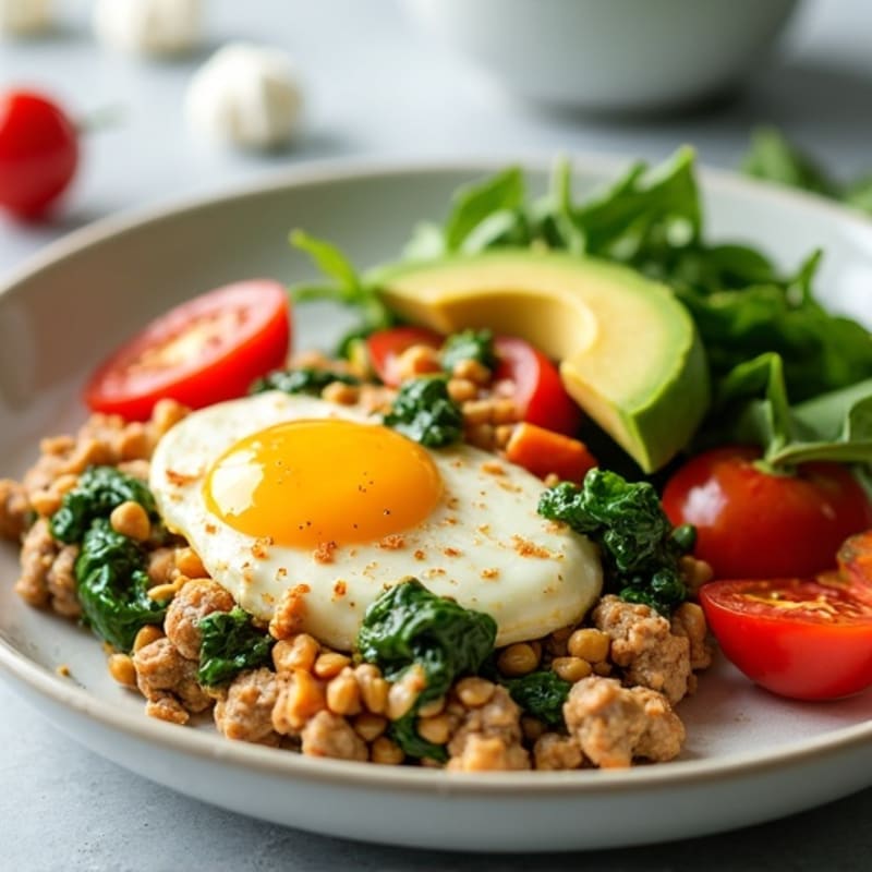 Egg White Scramble with Turkey Sausage and Cottage Cheese