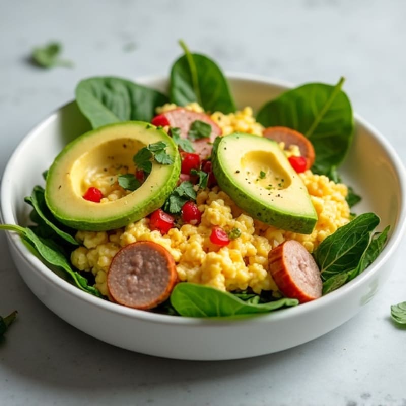 Egg White and Turkey Sausage Scramble with Spinach