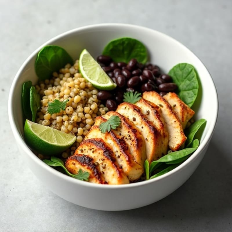 Triple Protein Power Bowl with Grilled Chicken, Quinoa and Black Beans