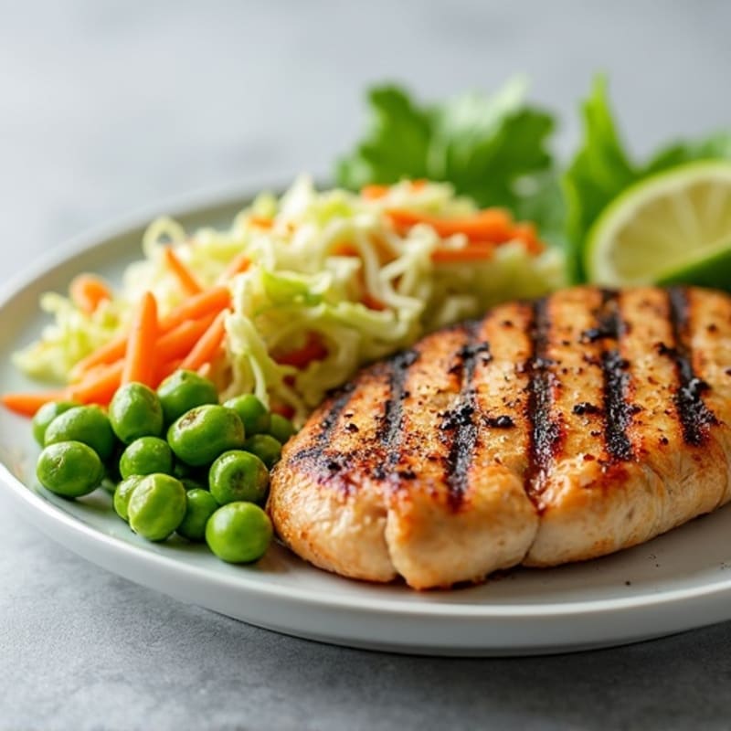Grilled Chicken Breast with Crunchy Cabbage Slaw and Edamame