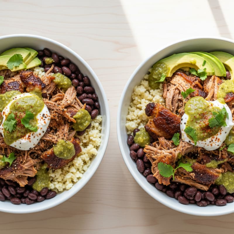 Smoky Pulled Pork Burrito Bowls