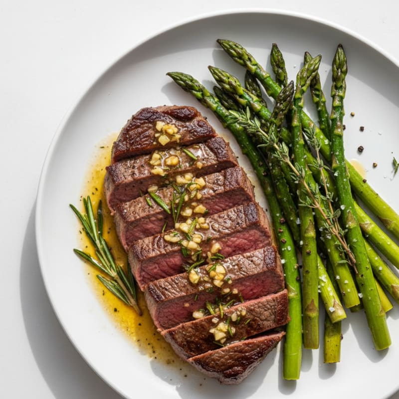 Garlic Herb Butter Steak with Asparagus