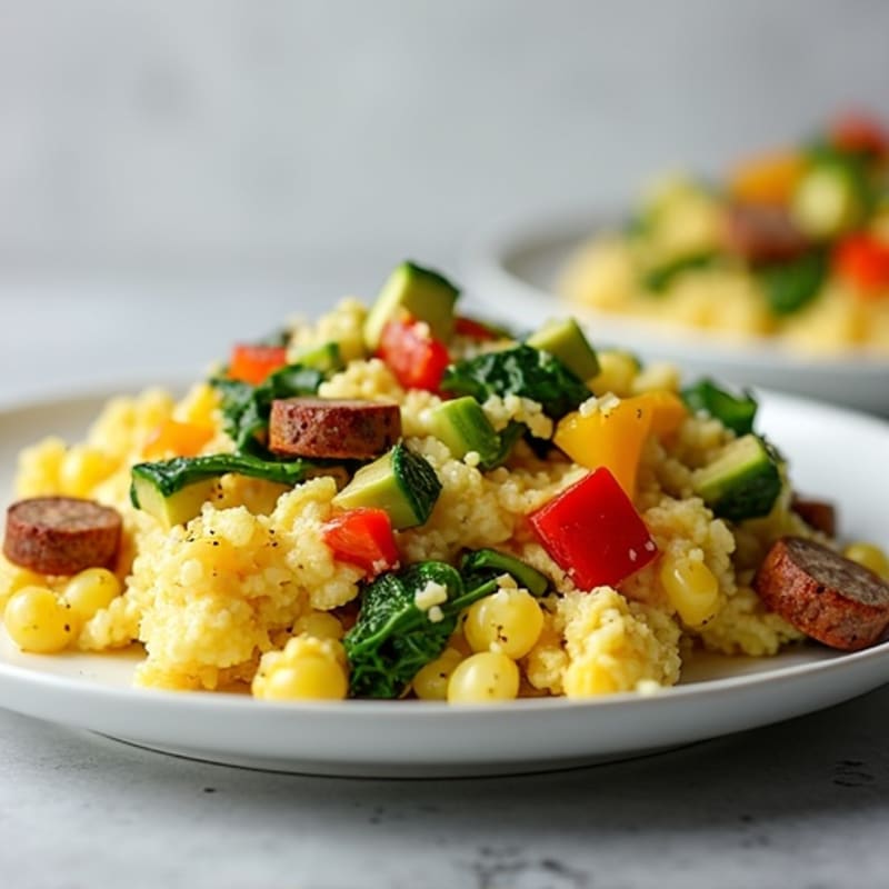 Egg White Veggie Scramble with Turkey Sausage