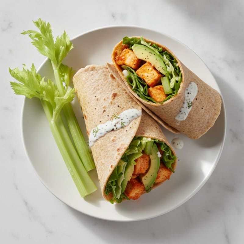 Buffalo Ranch Chicken Wraps with Celery