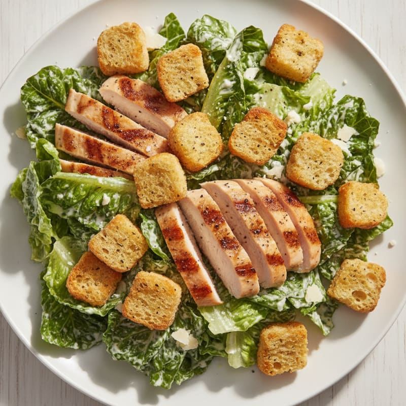 Chicken Caesar Salad with Garlic Croutons