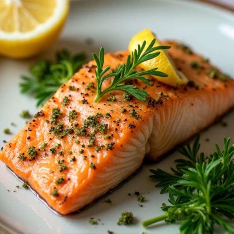 Herb-Crusted Pan Seared Salmon with Lemon
