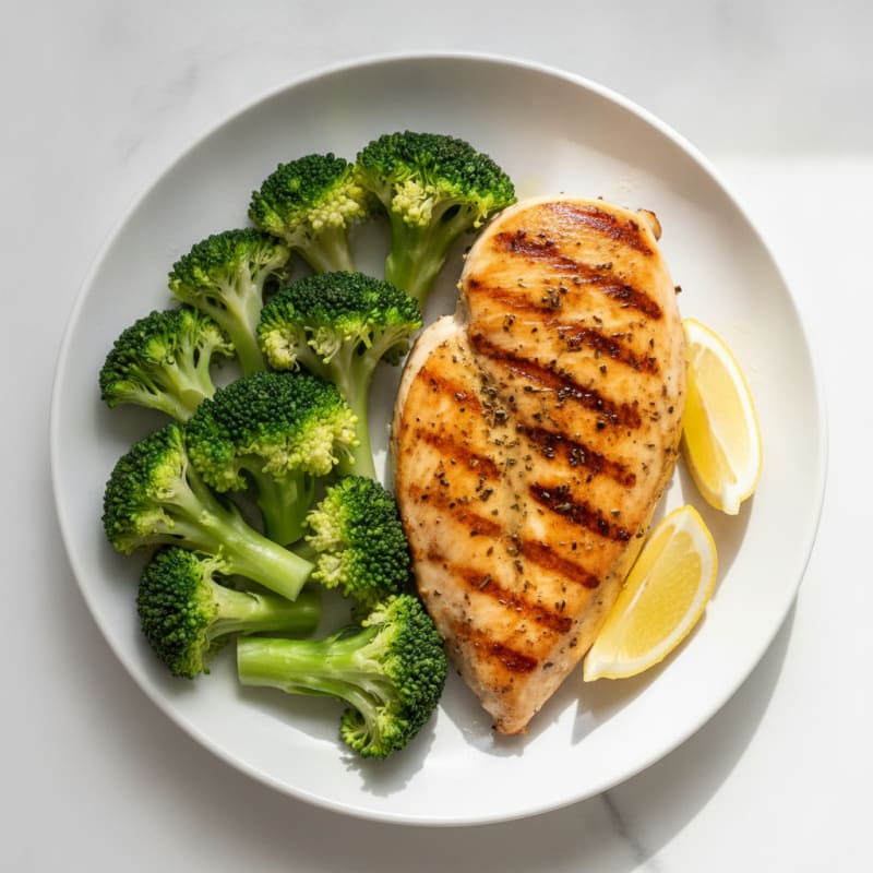 Grilled Chicken Breast with Steamed Broccoli