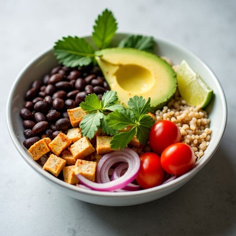 Fresh Black Bean Burrito Bowl with Creamy Avocado