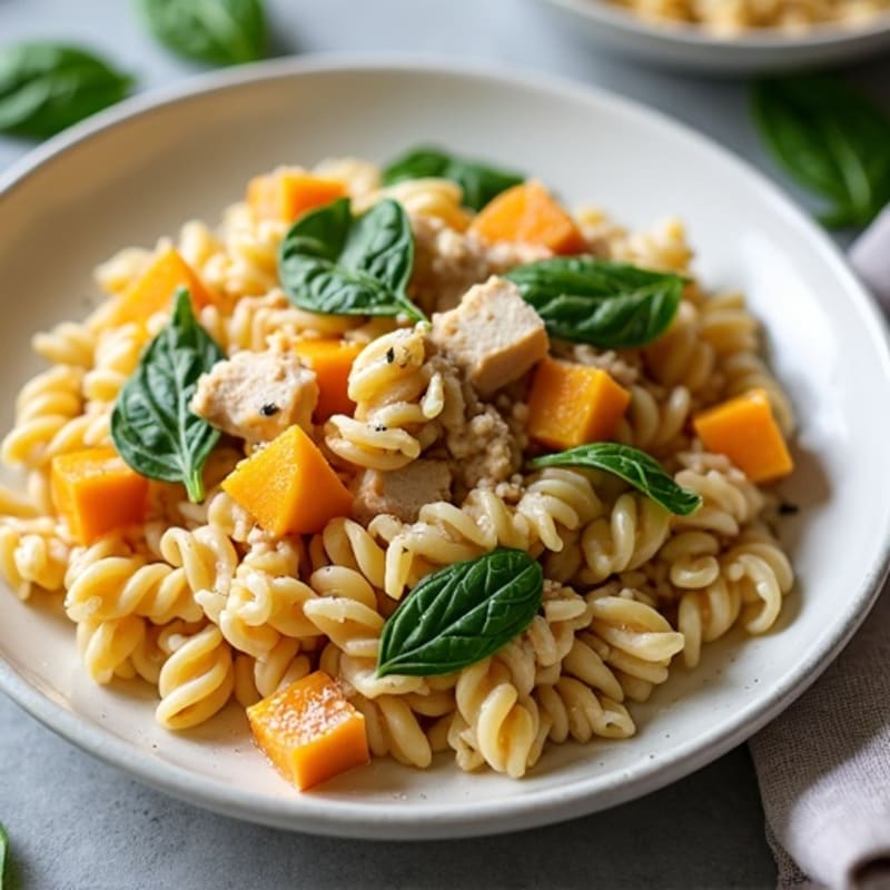 Creamy Butternut Squash Pasta with Chicken and Spinach