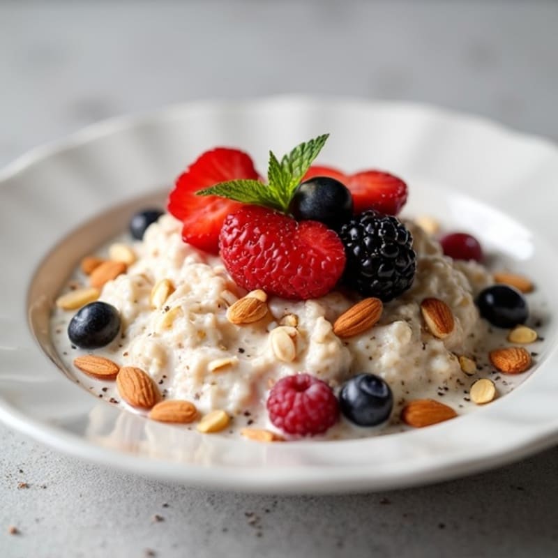 Creamy Overnight Oats with Fresh Berries and Crunchy Almonds