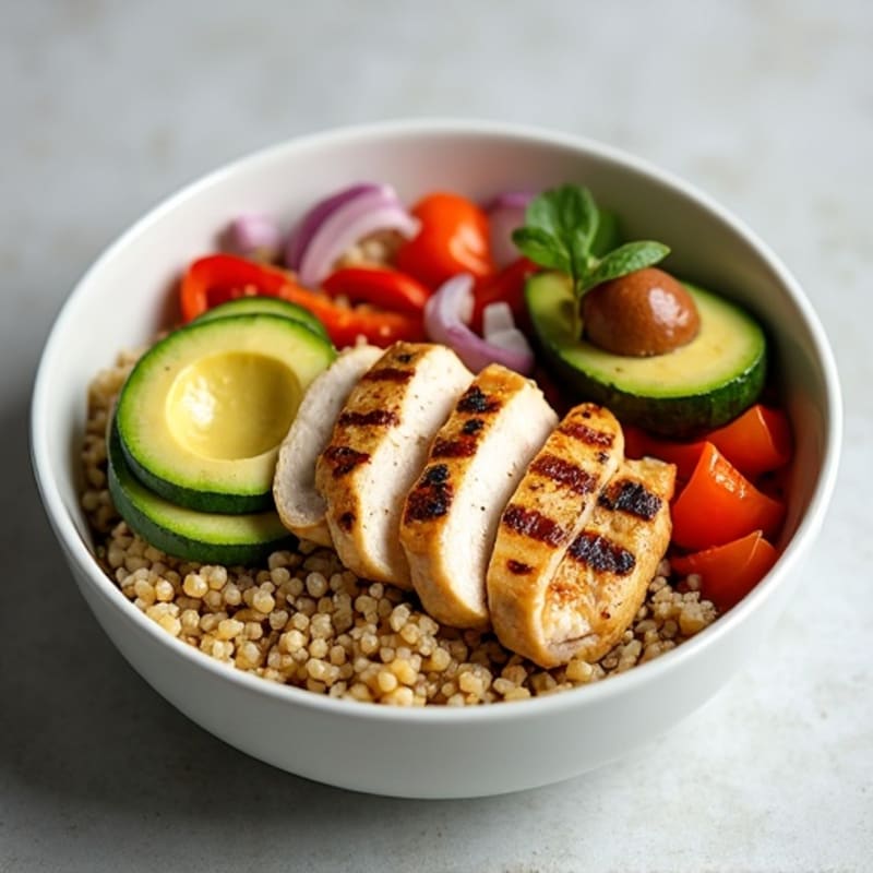 Grilled Chicken and Quinoa Power Bowl with Roasted Vegetables