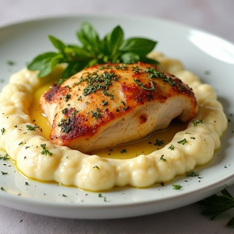 Herb-Roasted Chicken with Garlic Cauliflower Mash