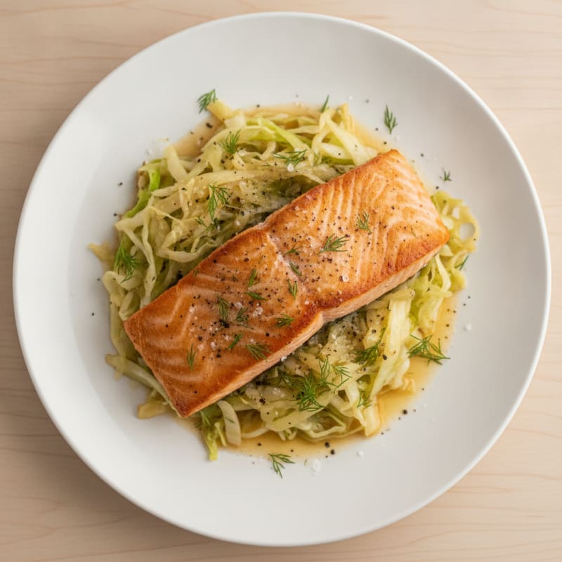 Pan-Seared Salmon with Braised Cabbage