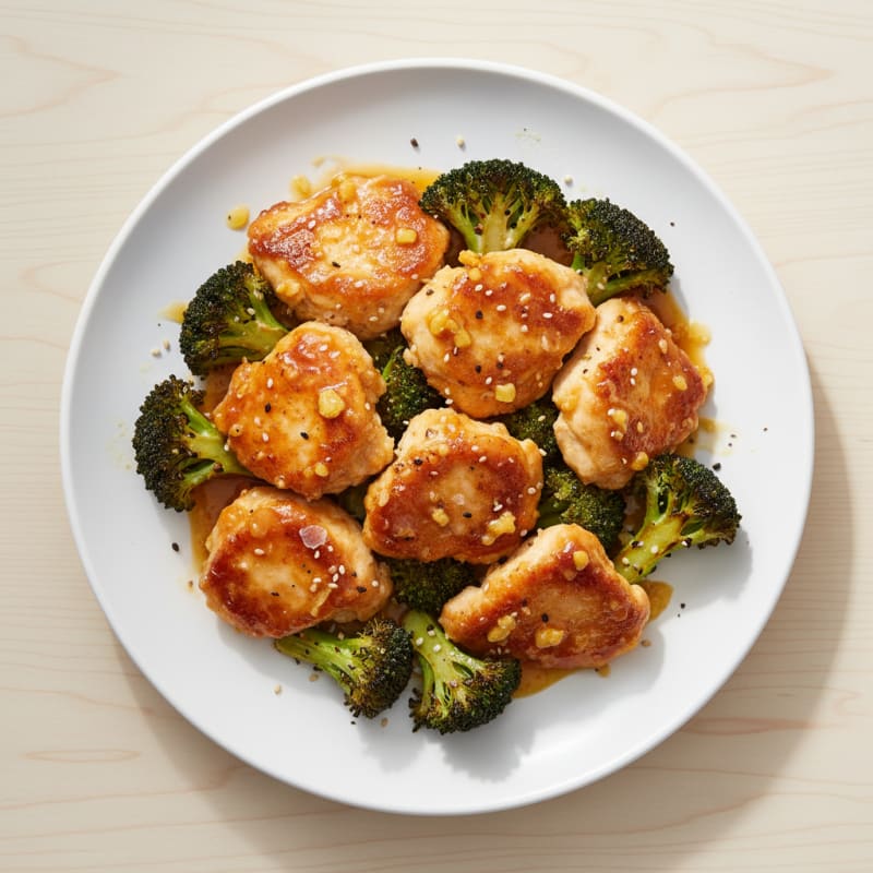 Crispy Orange Glazed Chicken with Roasted Broccoli