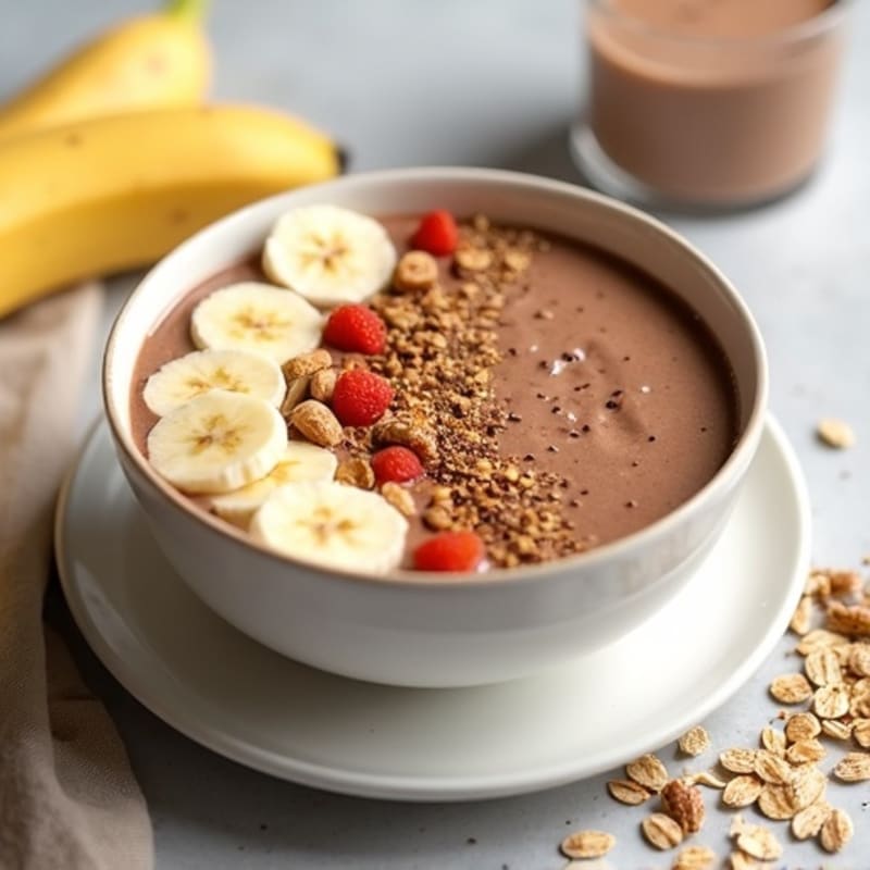 Creamy Peanut Butter Chocolate Protein Smoothie Bowl