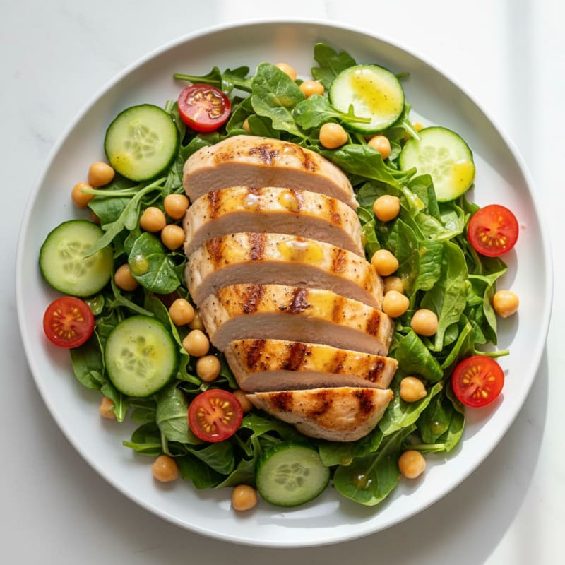 Grilled Turkey Breast Salad with Chickpeas and Lemon Vinaigrette