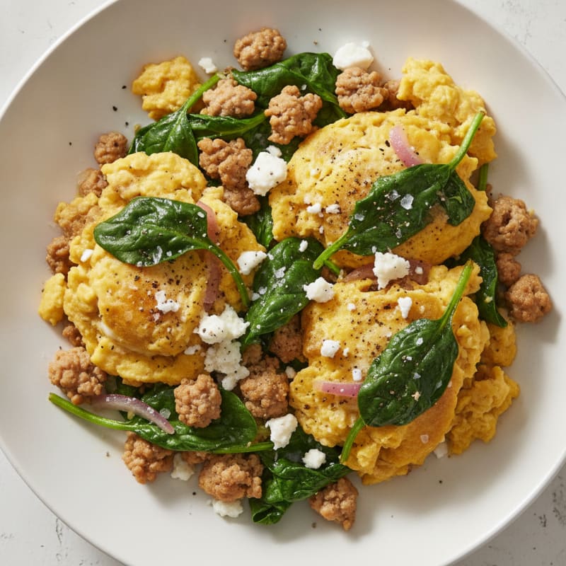 Hearty Scrambled Eggs with Spinach