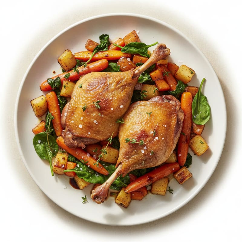Duck Confit with Roasted Root Vegetables