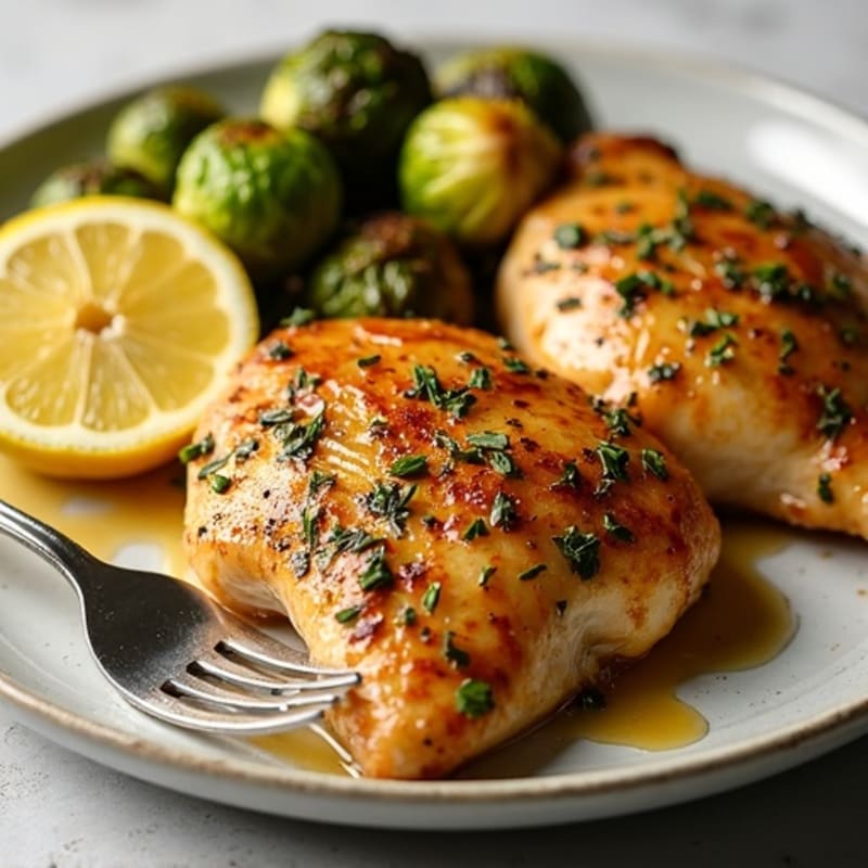 Sheet Pan Lemon Herb Roasted Chicken and Crispy Brussels Sprouts