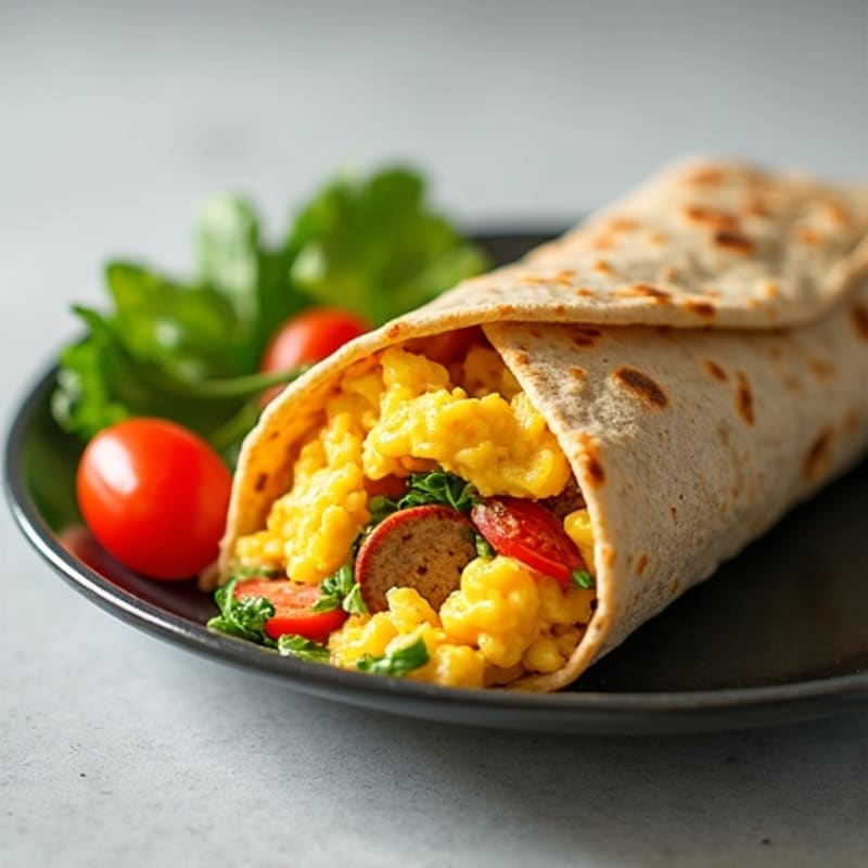 Protein-Packed Scrambled Egg and Lean Turkey Sausage Breakfast Burrito