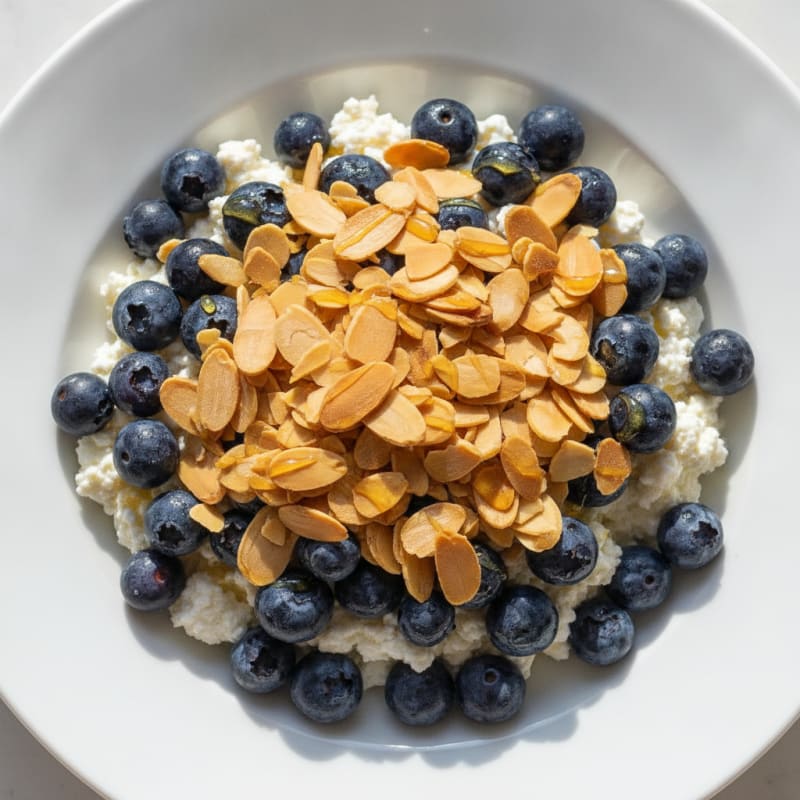 Cottage Cheese and Berry Parfait with Almonds