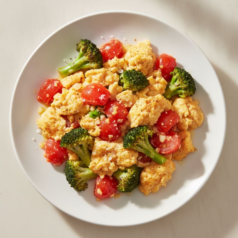 Egg and Tomato Scramble with Sautéed Broccoli