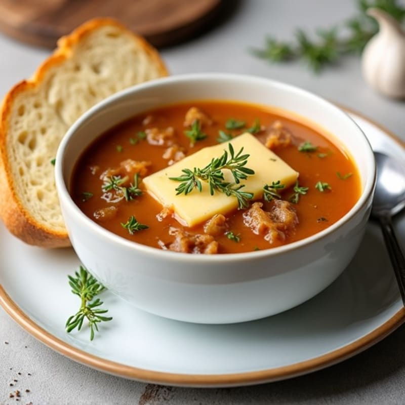 Lightened-Up French Onion Soup with Herb-Crusted Sourdough