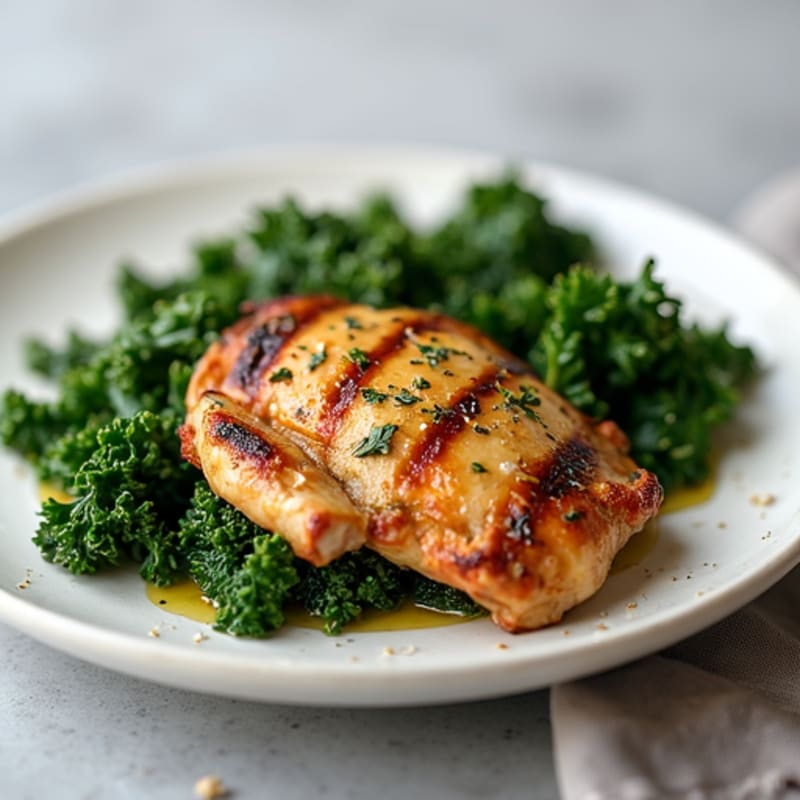 Herb-Roasted Chicken Thighs with Garlicky Sauteed Kale