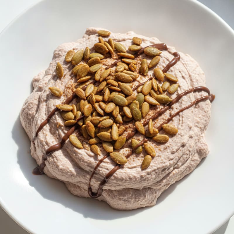Chocolate Protein Greek Yogurt Mousse with Toasted Seeds