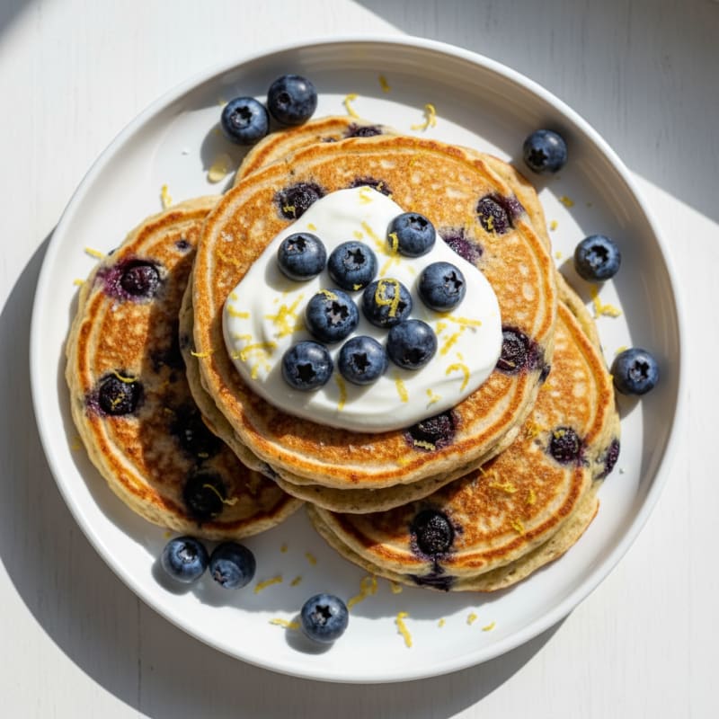 Blueberry Ricotta Pancakes with Lemon Zest