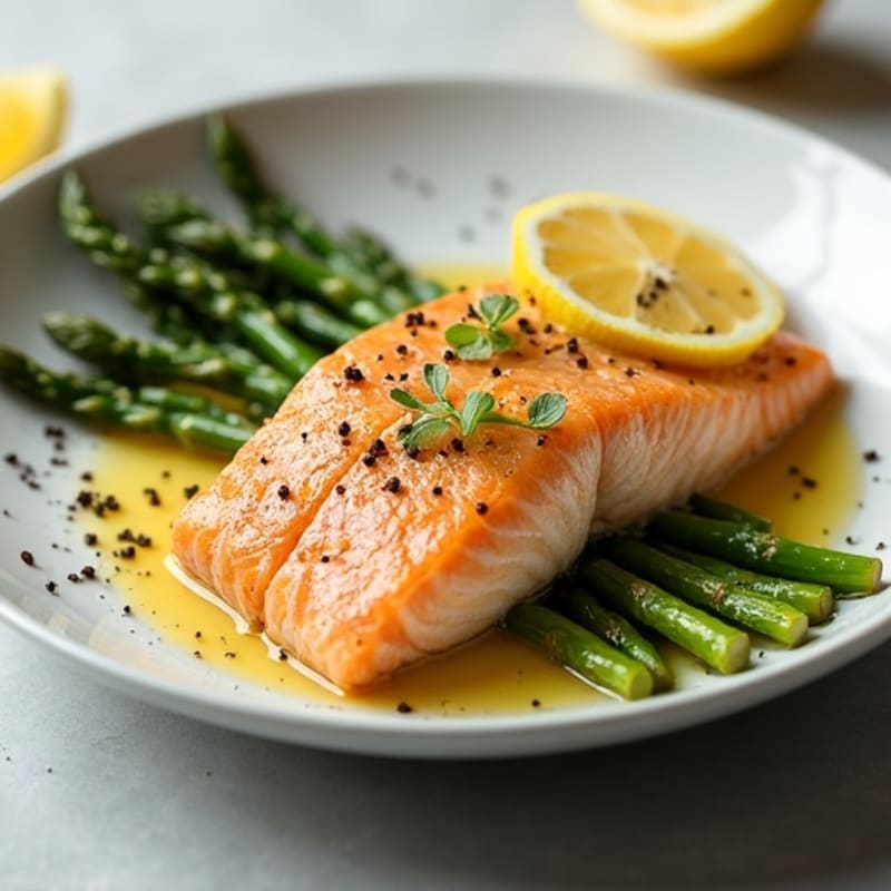 Lemon-Garlic Baked Salmon with Roasted Asparagus