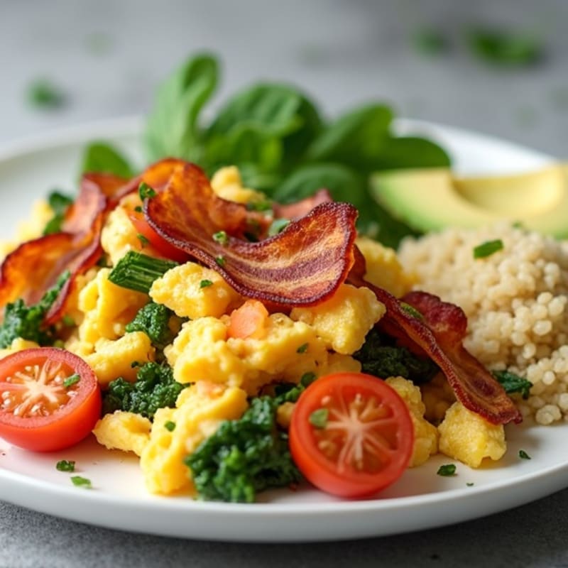 Egg White Veggie Scramble with Turkey Bacon