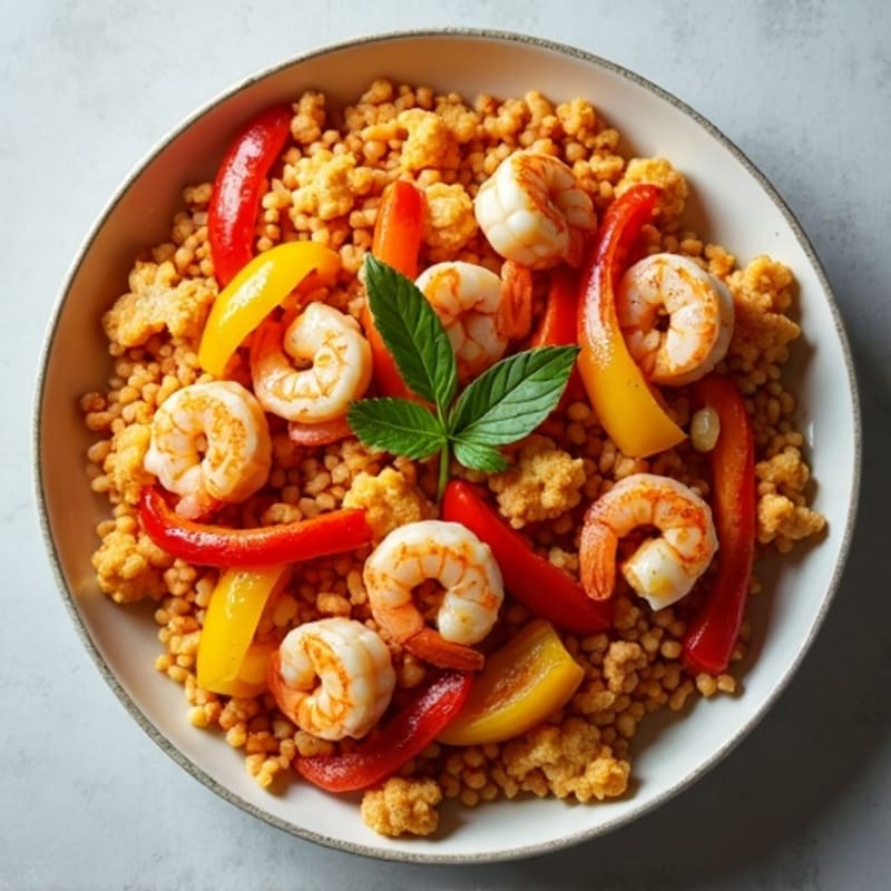 Spicy Shrimp and Chicken Cauliflower Rice Skillet