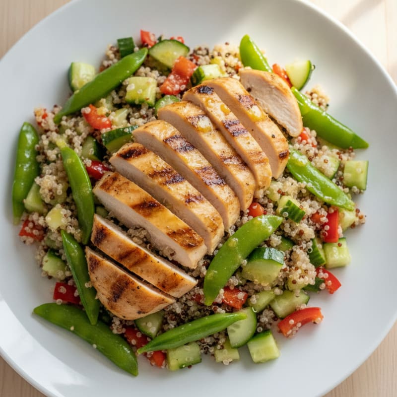 Grilled Chicken and Quinoa Salad with Crunchy Vegetables