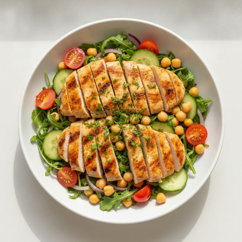 Grilled Chicken and Chickpea Salad with Lemon-Herb Vinaigrette