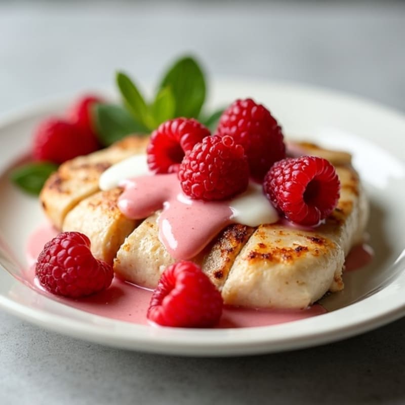 Creamy Vanilla Chicken with Fresh Raspberry Sauce