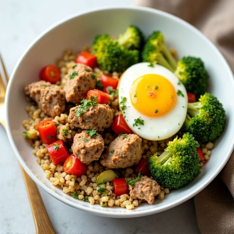 Ground Turkey and Roasted Veggie Bowl