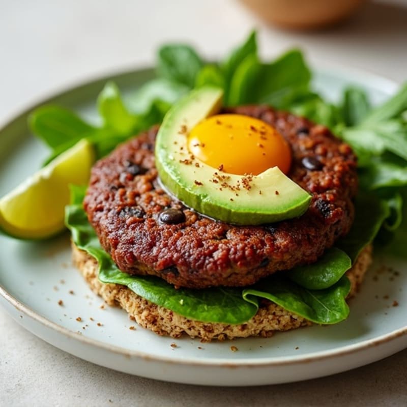 Hearty Black Bean Burgers with Fresh Greens and Creamy Avocado