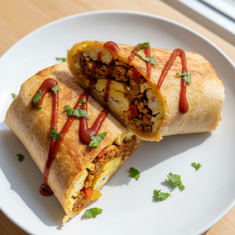Crispy Chorizo and Egg Breakfast Burrito