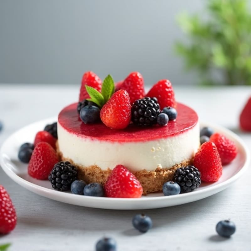 Greek Yogurt Protein Cheesecake with Fresh Berries