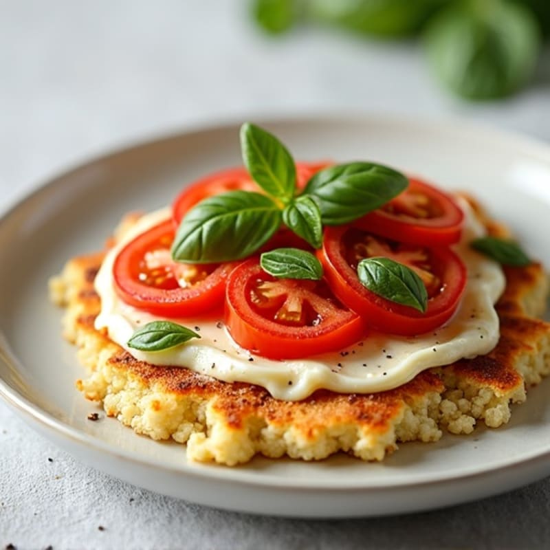 Crispy Cauliflower Flatbread with Fresh Tomato, Basil, and Melty Mozzarella