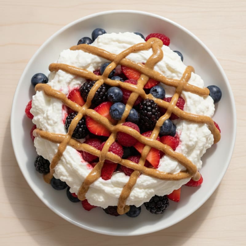 Greek Yogurt Protein Parfait with Mixed Berries and Almond Butter