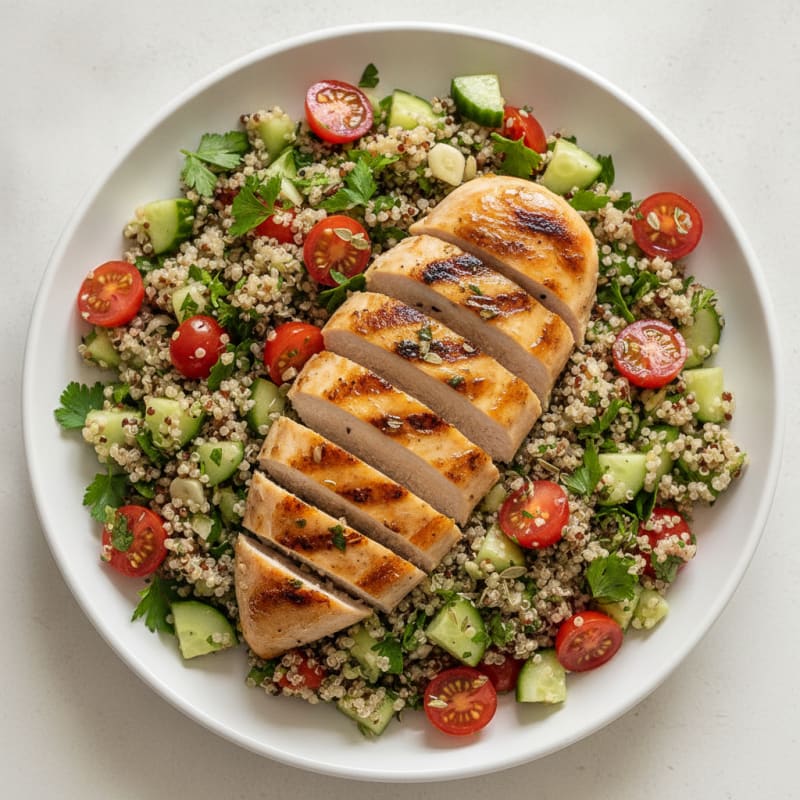 Grilled Lemon Herb Chicken Breast with Quinoa Salad