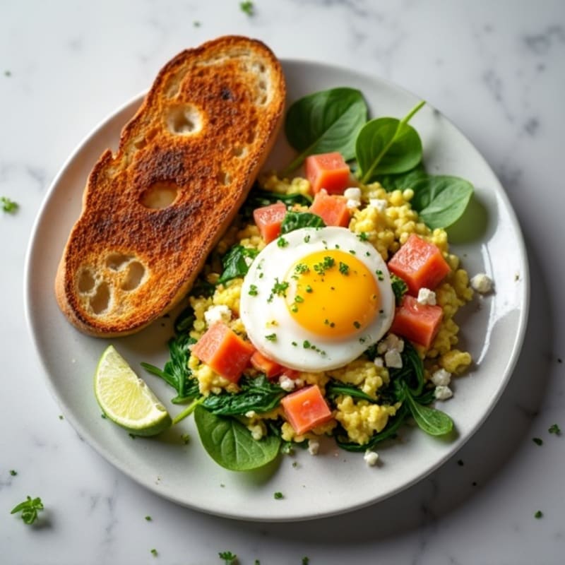 Egg White and Smoked Salmon Scramble with Spinach