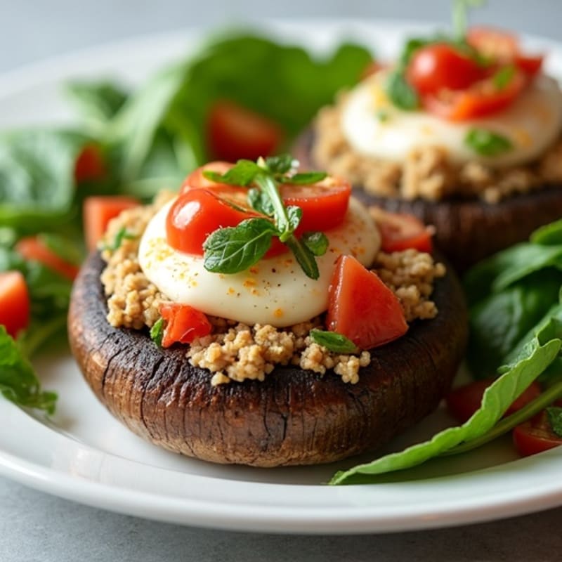 Lean Ground Turkey and Veggie Stuffed Portobello Mushrooms