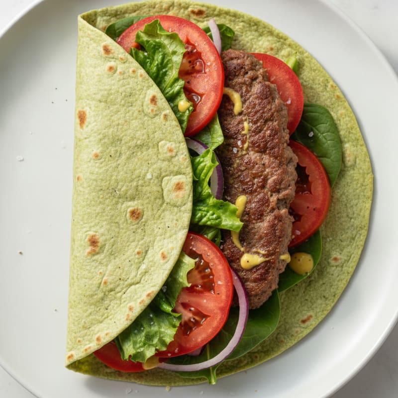 Beef Patty Spinach Tortilla Wrap