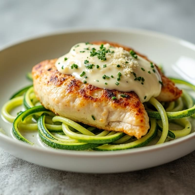 Creamy Chicken Alfredo with Zucchini Noodles